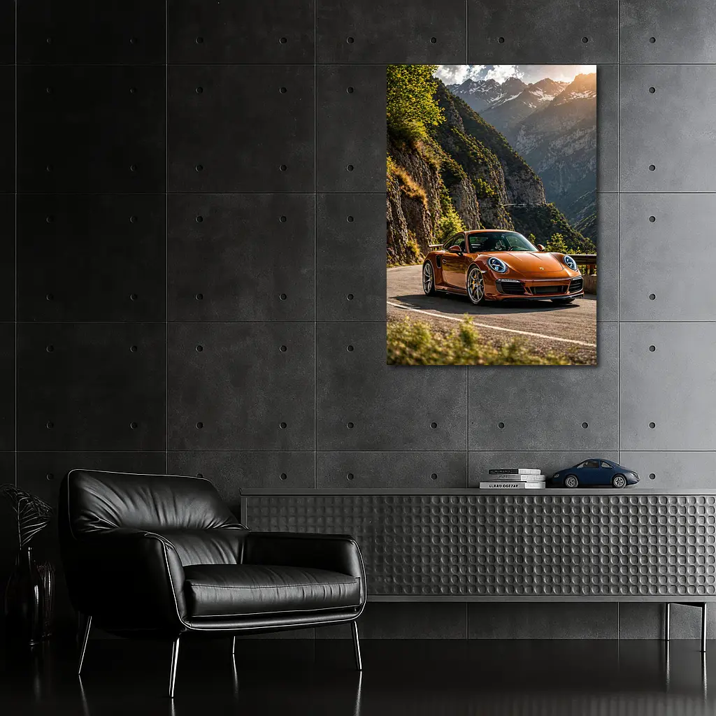 Porsche 911 Orange Mountain Road Drive – Wall Art