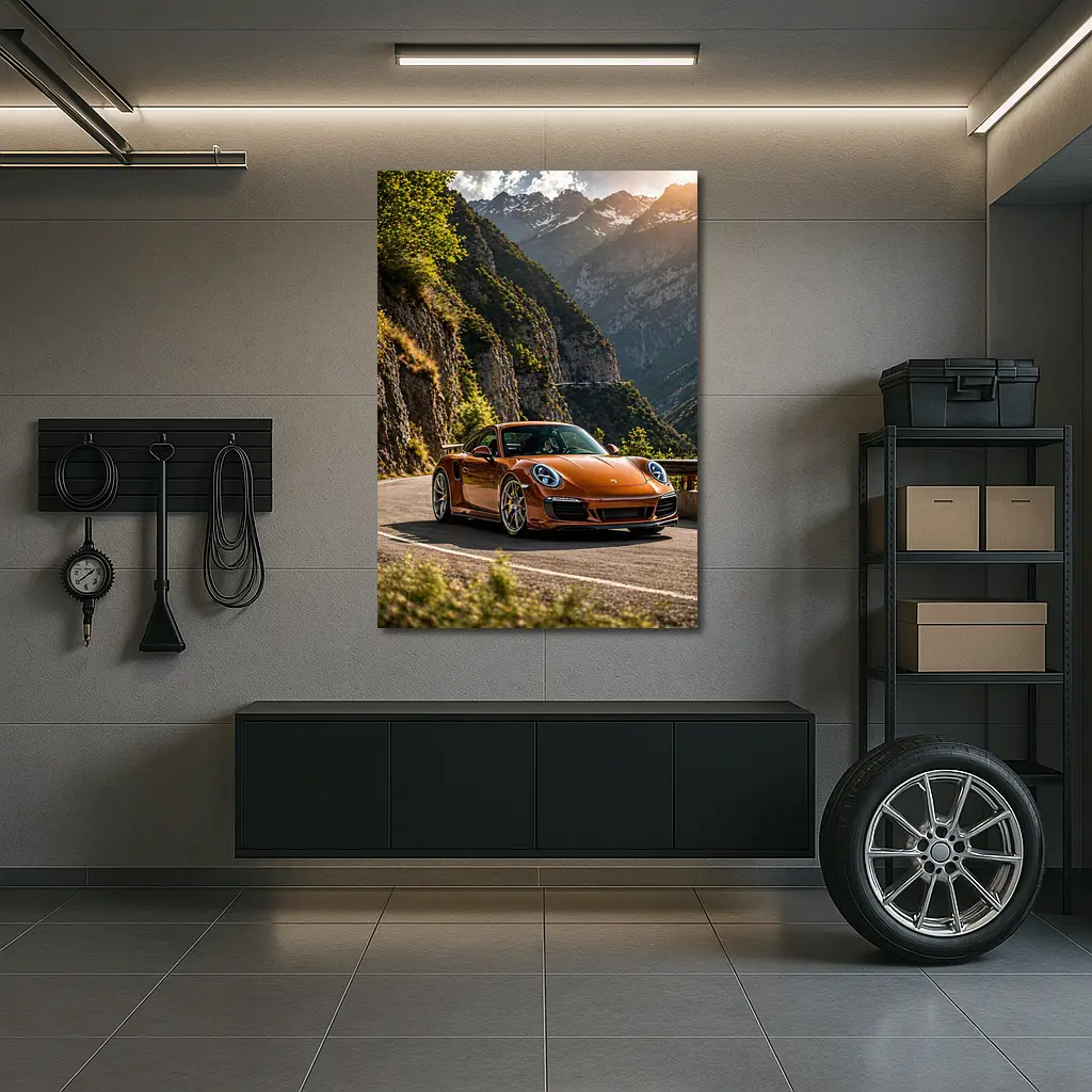 Porsche 911 Orange Mountain Road Drive – Wall Art