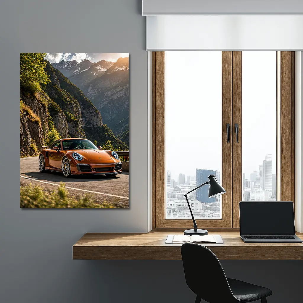 Porsche 911 Orange Mountain Road Drive – Wall Art