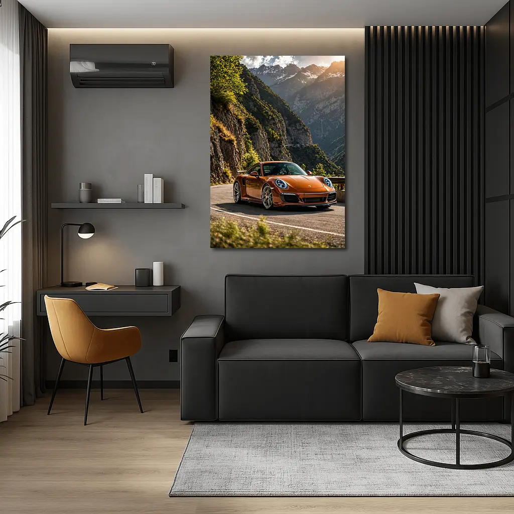 Porsche 911 Orange Mountain Road Drive – Wall Art