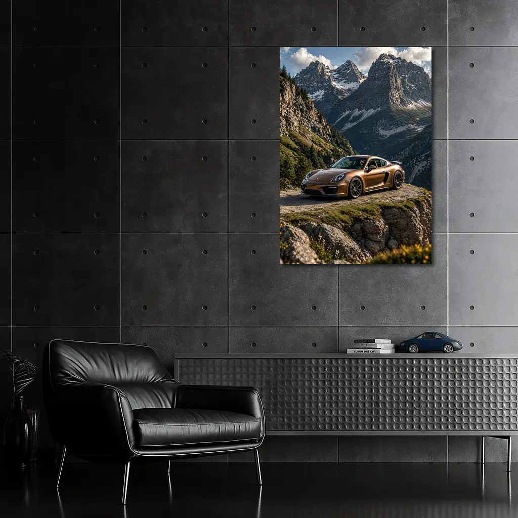 Porsche Cayman Bronze Mountain Road Drive – Wall Art