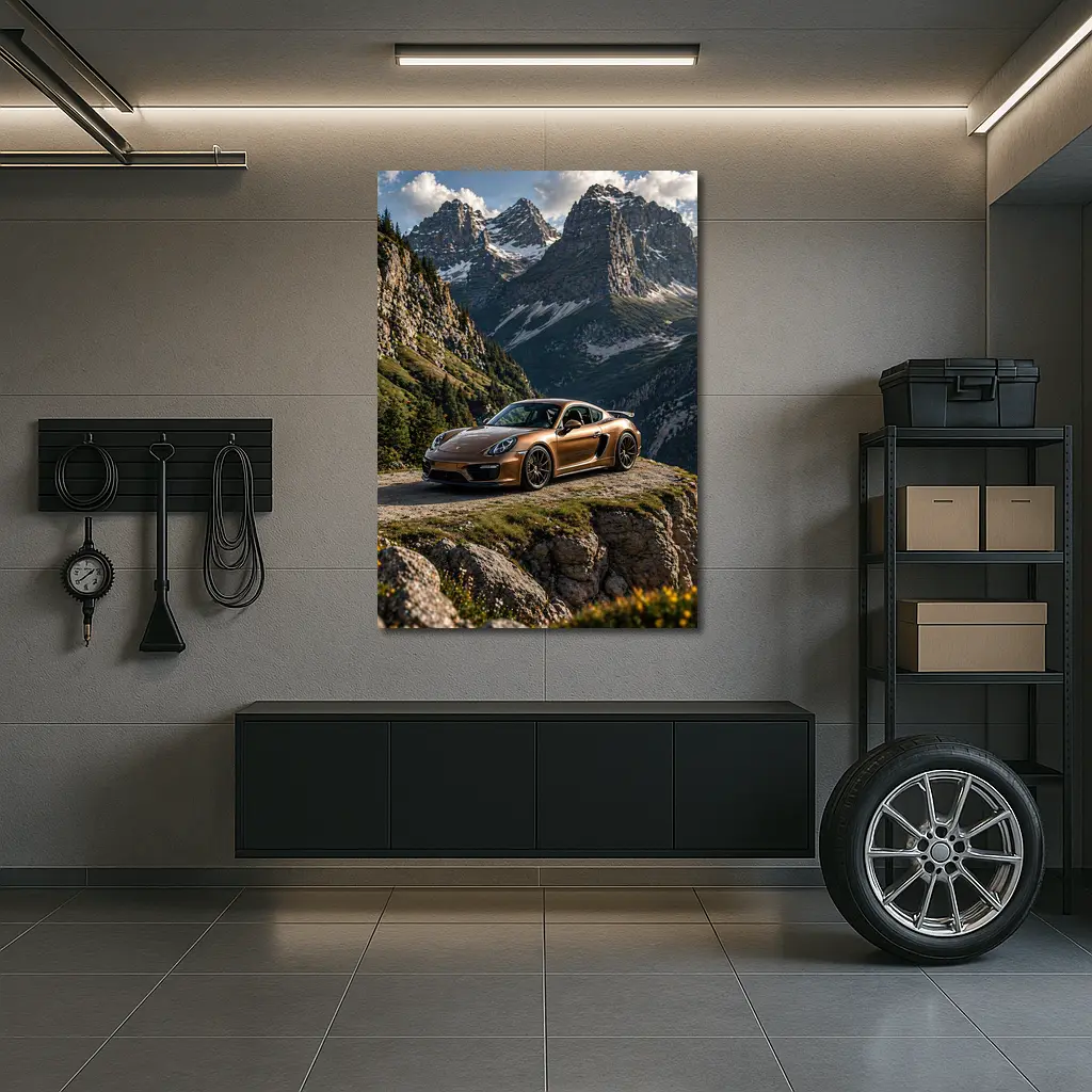 Porsche Cayman Bronze Mountain Road Drive – Wall Art