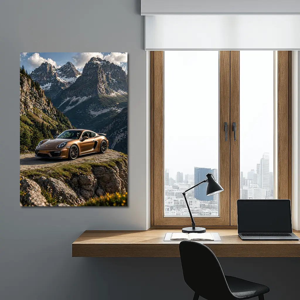 Porsche Cayman Bronze Mountain Road Drive – Wall Art