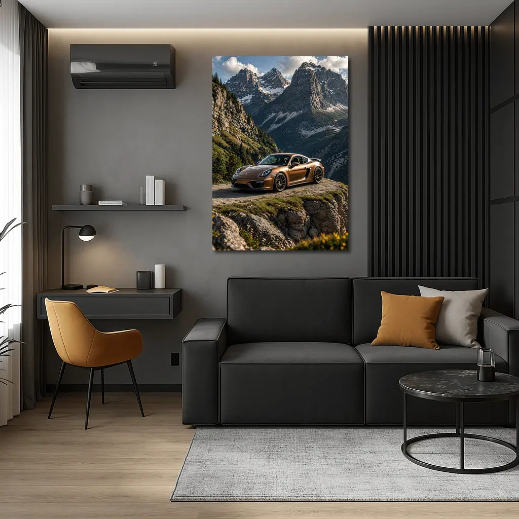 Porsche Cayman Bronze Mountain Road Drive – Wall Art