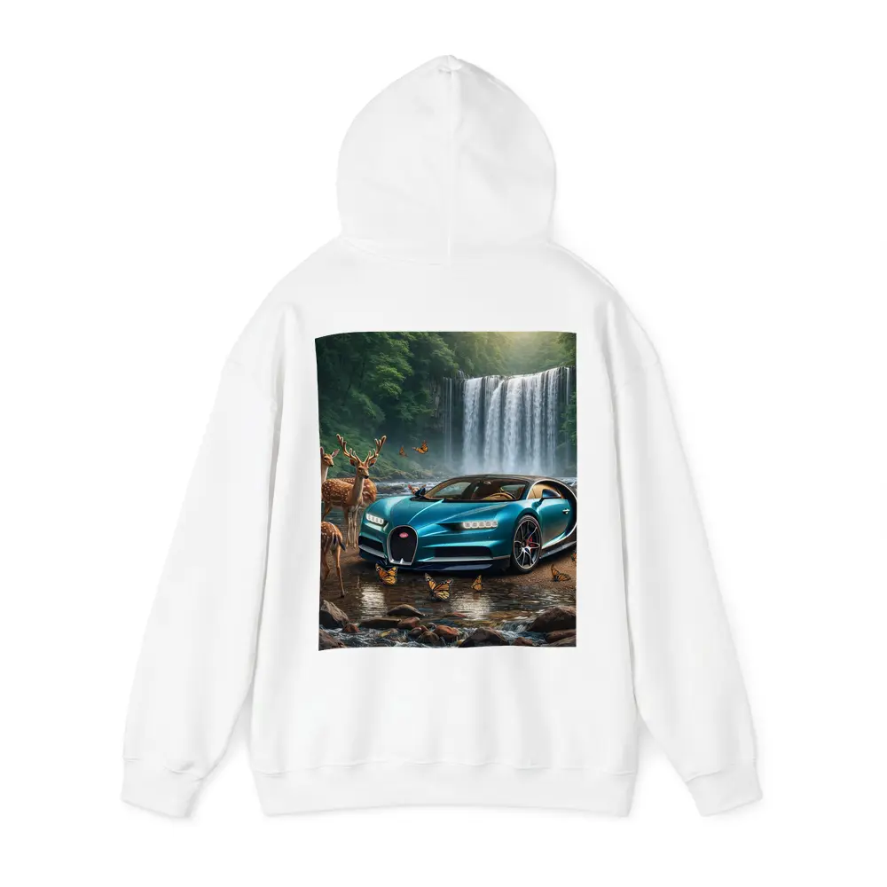 Bugatti Chiron Waterfall Forest Deer Scene – Hoodies