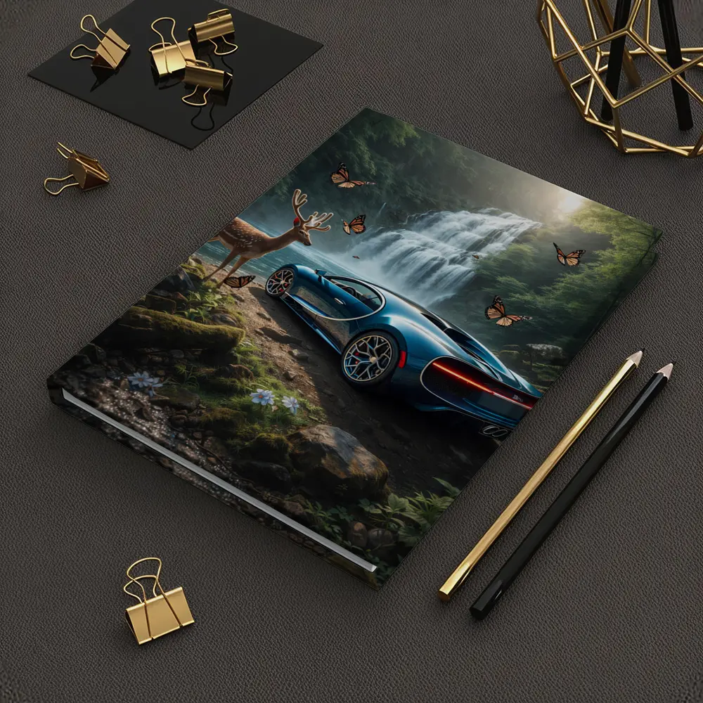 Bugatti Chiron Blue Waterfall Forest Deer – Notebooks