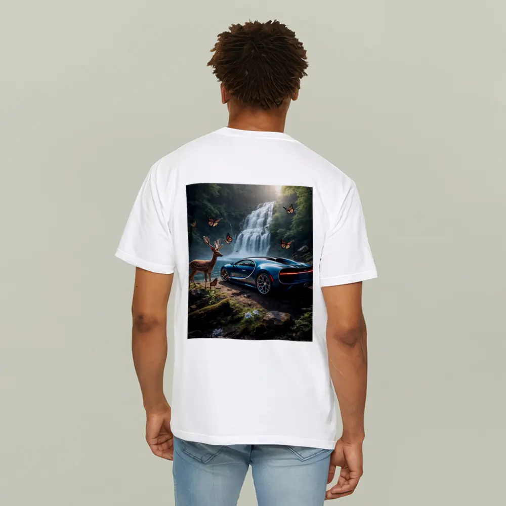 Bugatti Chiron Blue Waterfall Forest Deer – T-Shirts