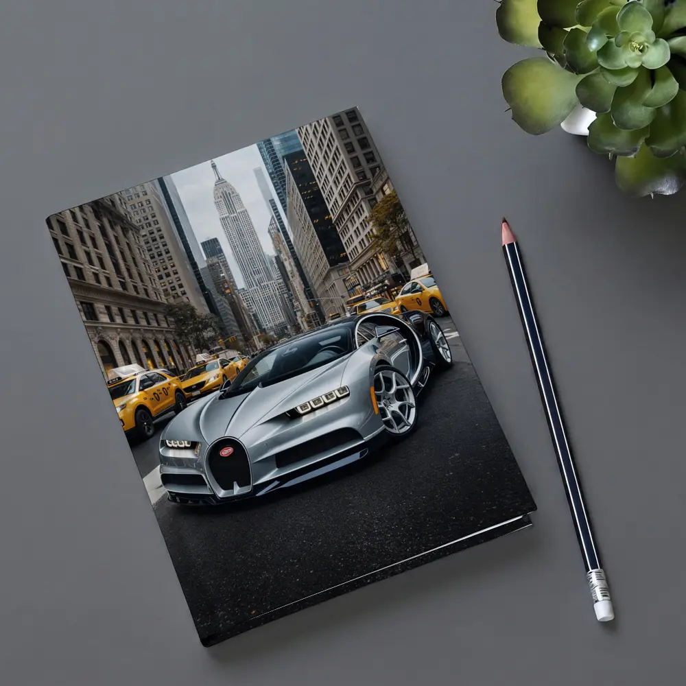 Bugatti Chiron Silver New York City Street – Notebooks