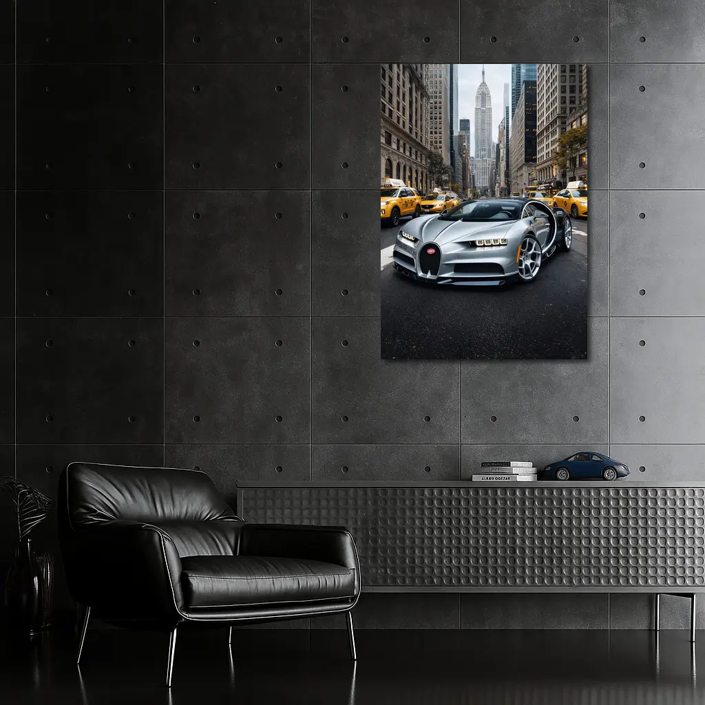 Bugatti Chiron Silver New York City Street – Wall Art