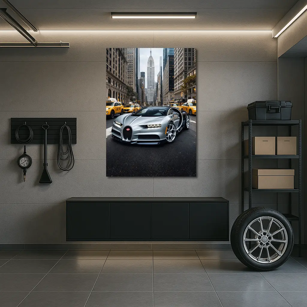 Bugatti Chiron Silver New York City Street – Wall Art