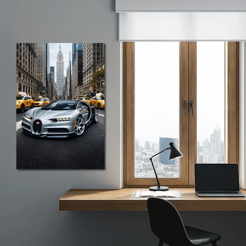 Bugatti Chiron Silver New York City Street – Wall Art