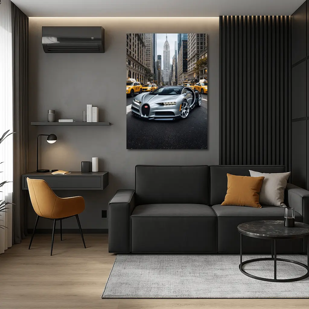 Bugatti Chiron Silver New York City Street – Wall Art