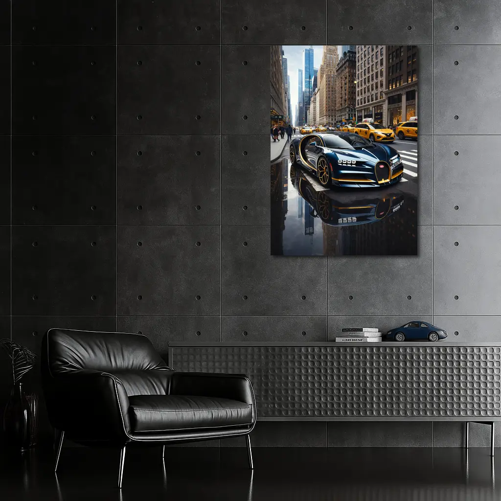 Bugatti Chiron Cruising Wet New York Streets – Wall Art