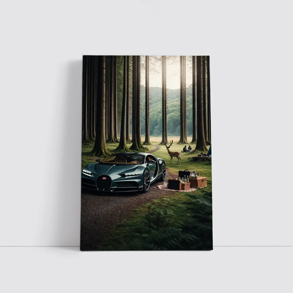 Bugatti Chiron Parked In Forest Clearing – Wall Art