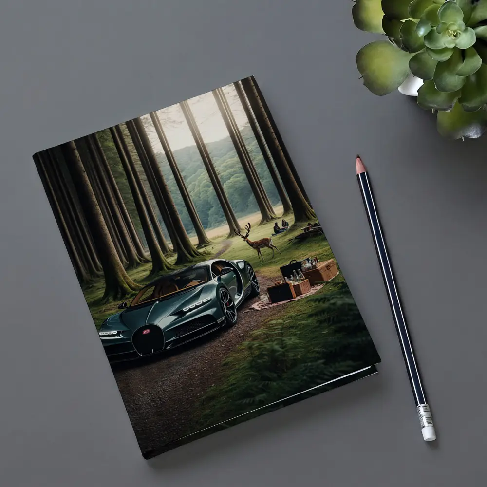 Bugatti Chiron Parked In Forest Clearing – Notebooks