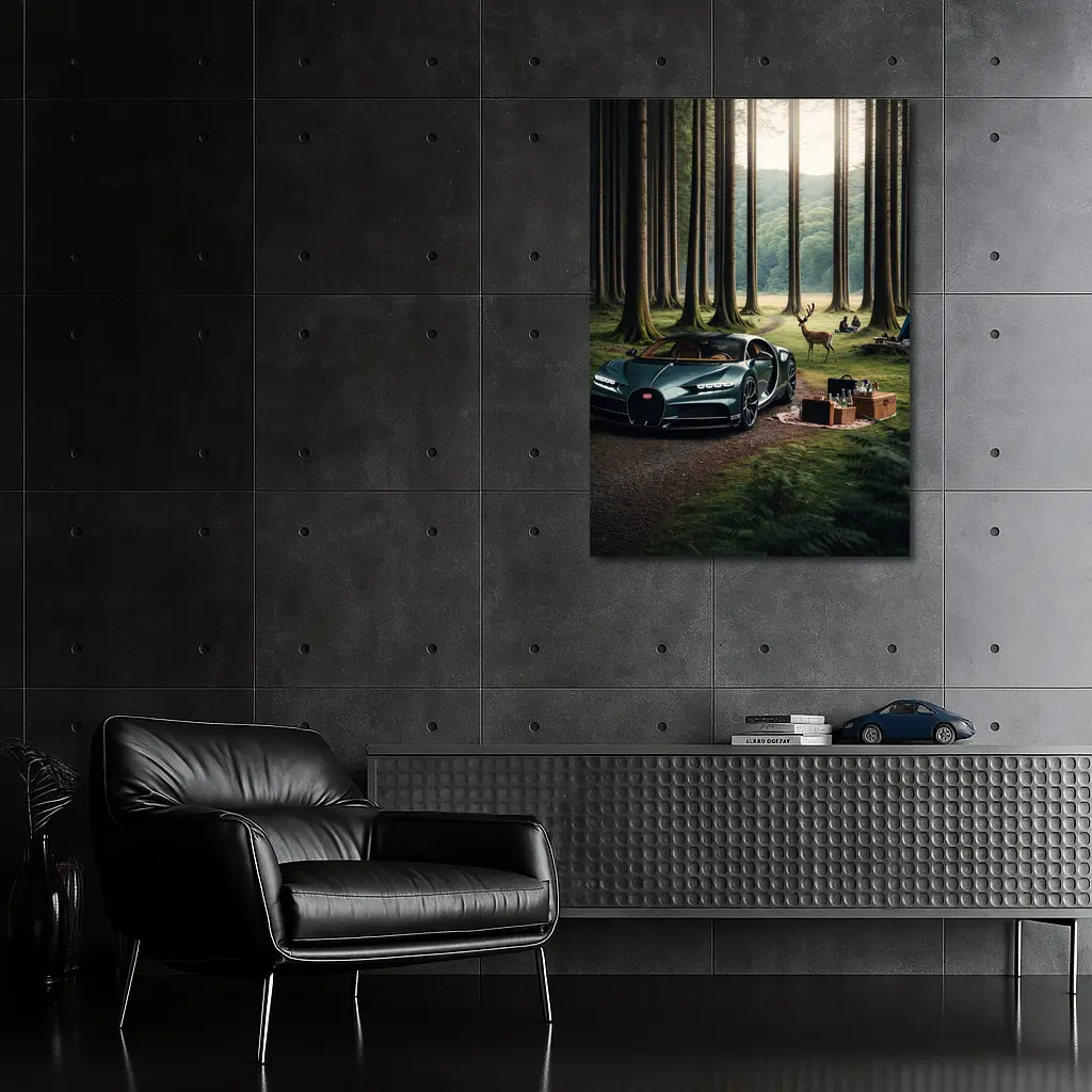 Bugatti Chiron Parked In Forest Clearing – Wall Art