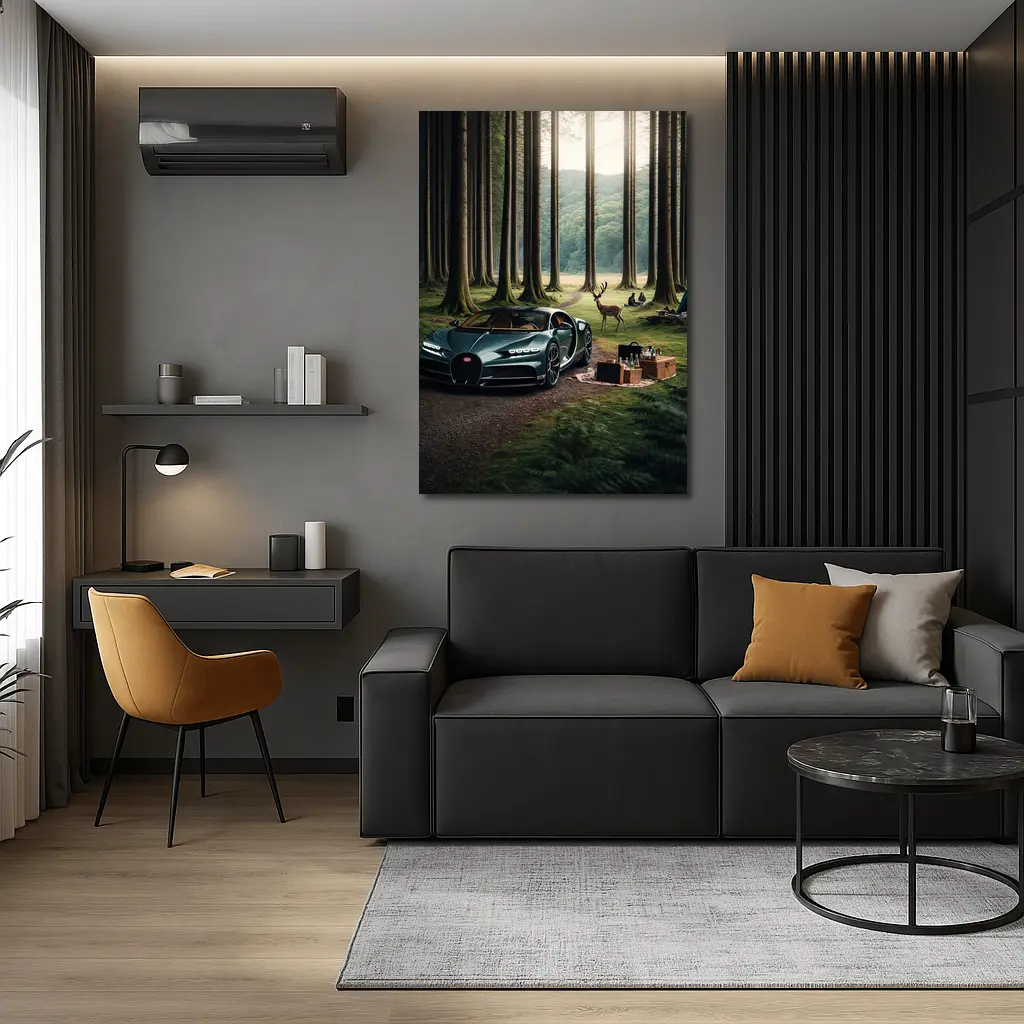 Bugatti Chiron Parked In Forest Clearing – Wall Art