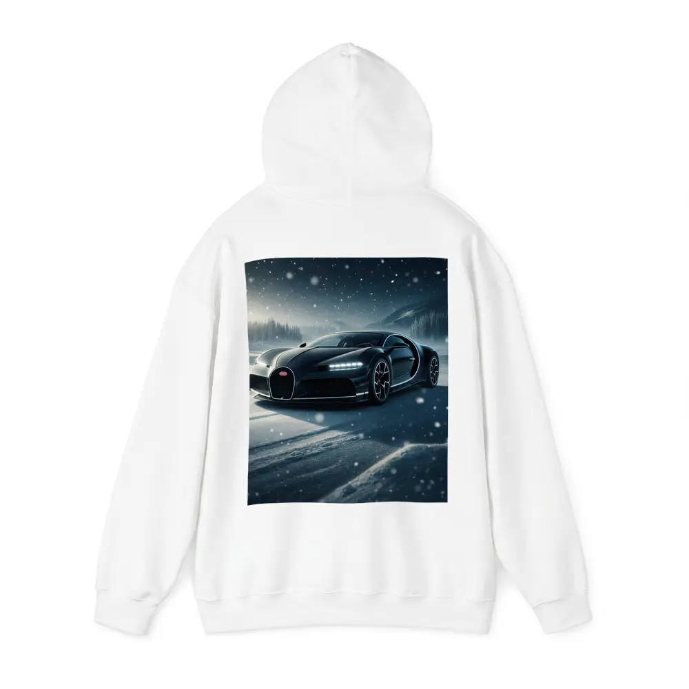 Bugatti Chiron Black Car Snowy Night – Hoodies