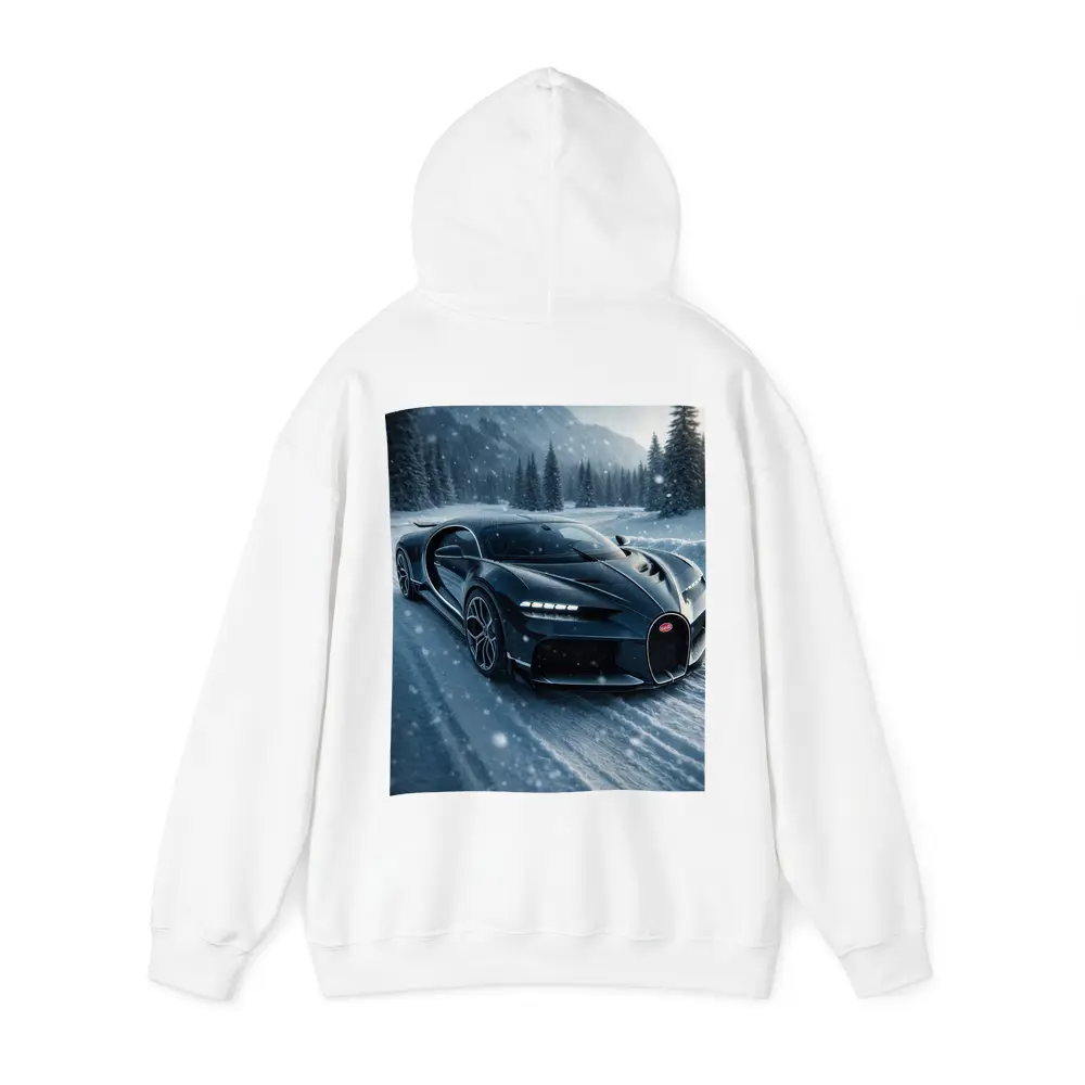 Bugatti Chiron Dark Blue Snowy Mountain Road – Hoodies