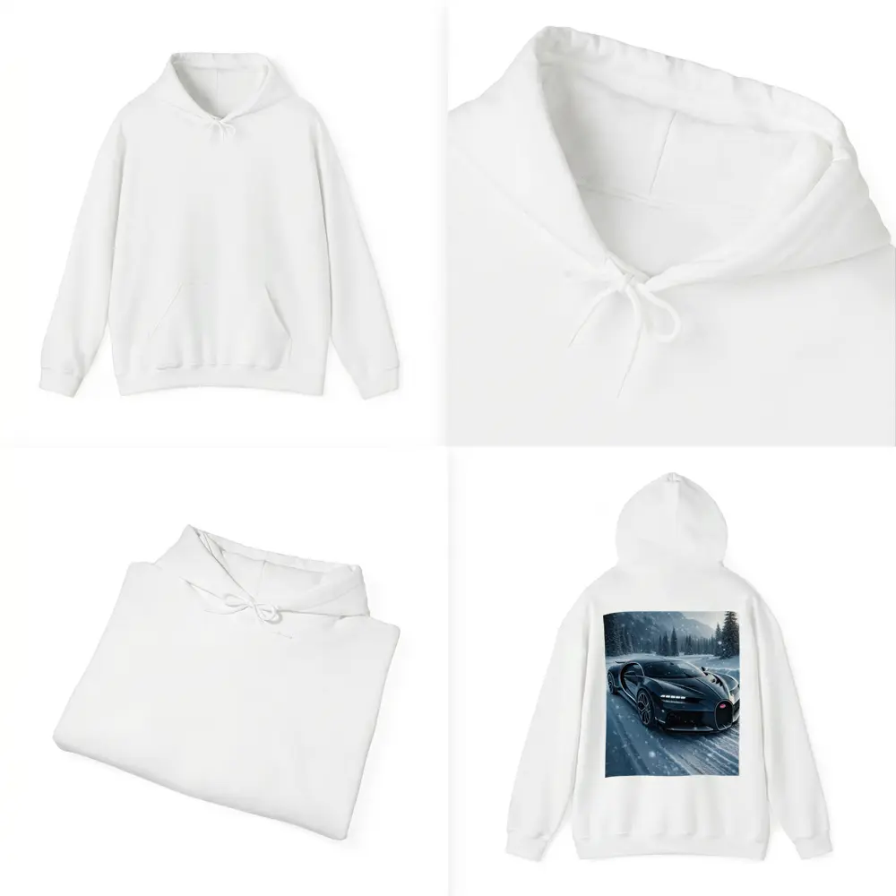 Bugatti Chiron Dark Blue Snowy Mountain Road – Hoodies