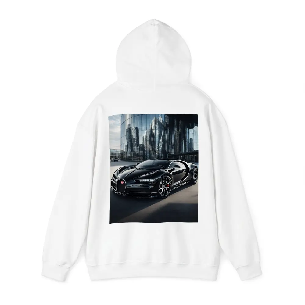 Bugatti Chiron Black City Glass Buildings – Hoodies