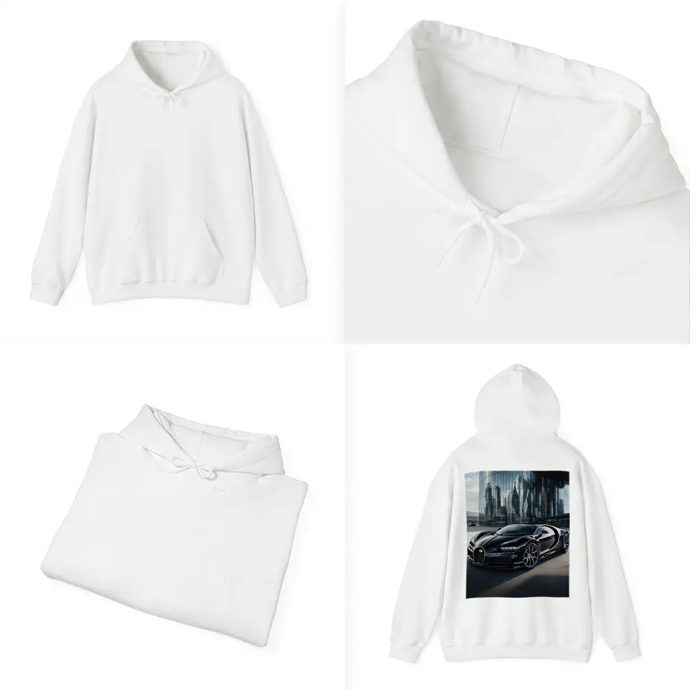 Bugatti Chiron Black City Glass Buildings – Hoodies