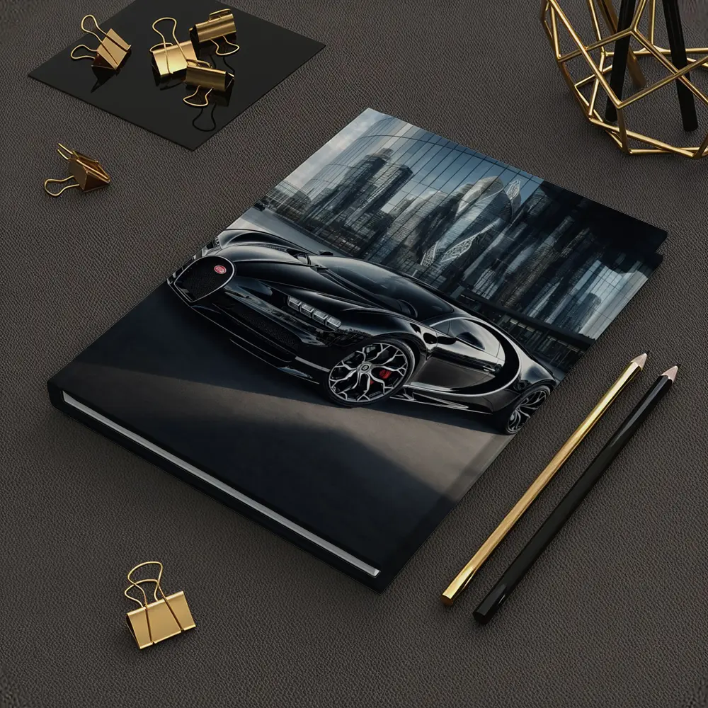 Bugatti Chiron Black City Glass Buildings – Notebooks