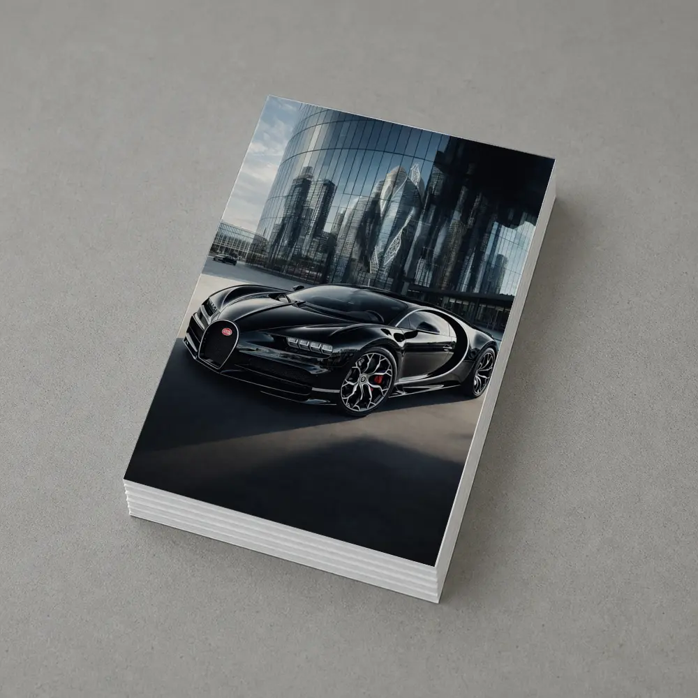 Bugatti Chiron Black City Glass Buildings – Postcards