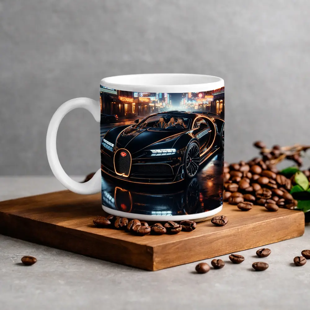 Bugatti La Voiture Noire Neon City Night – Mugs