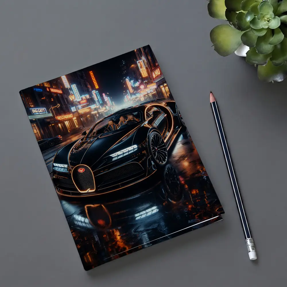 Bugatti La Voiture Noire Neon City Night – Notebooks