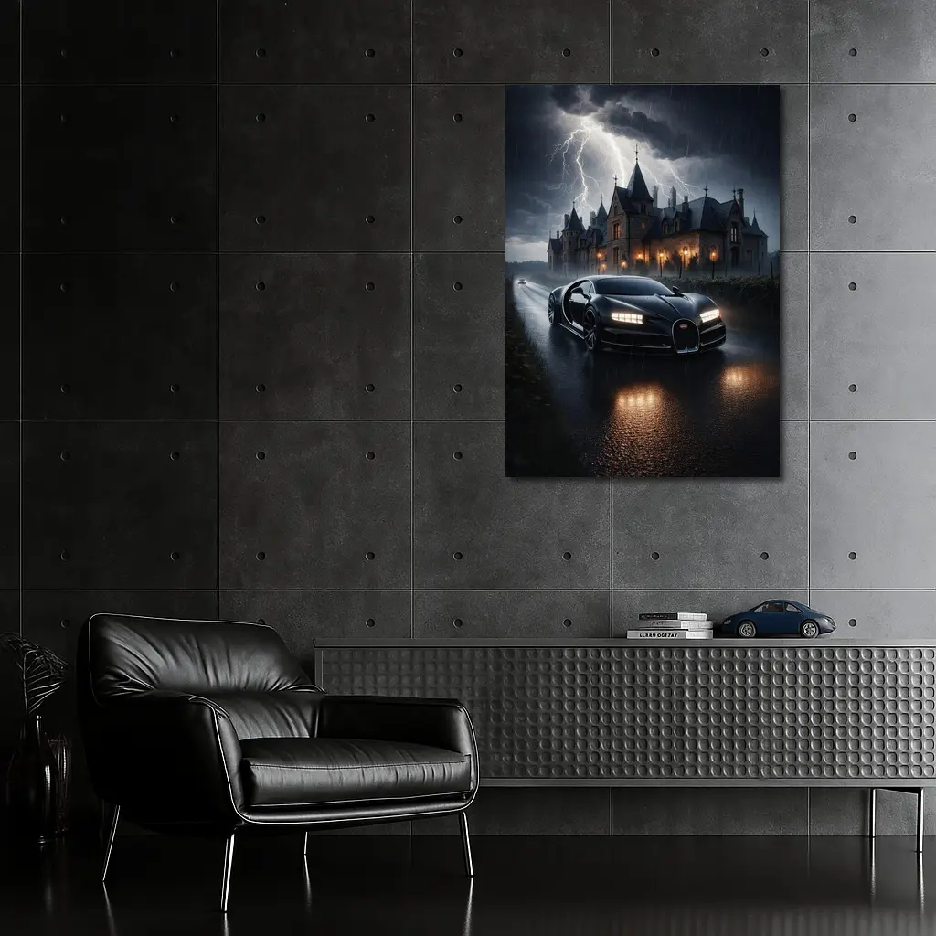 Bugatti Chiron Storm Dark Mansion Night – Wall Art