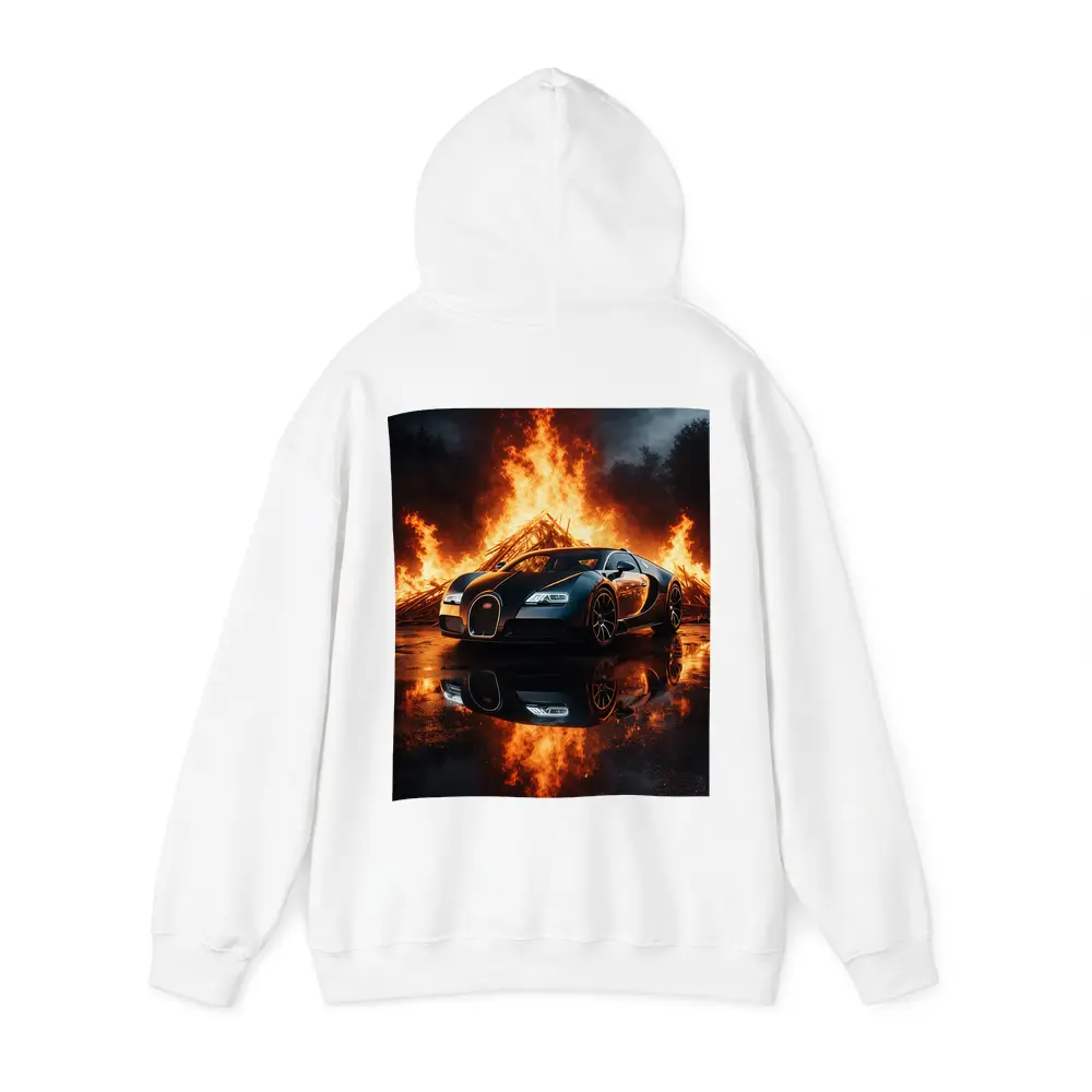 Bugatti Veyron Black Car Massive Fire Background – Hoodies