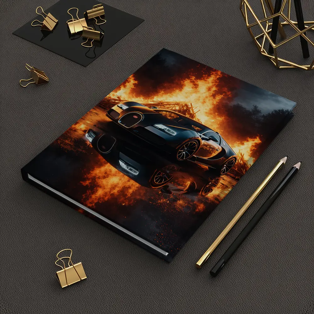 Bugatti Veyron Black Car Massive Fire Background – Notebooks