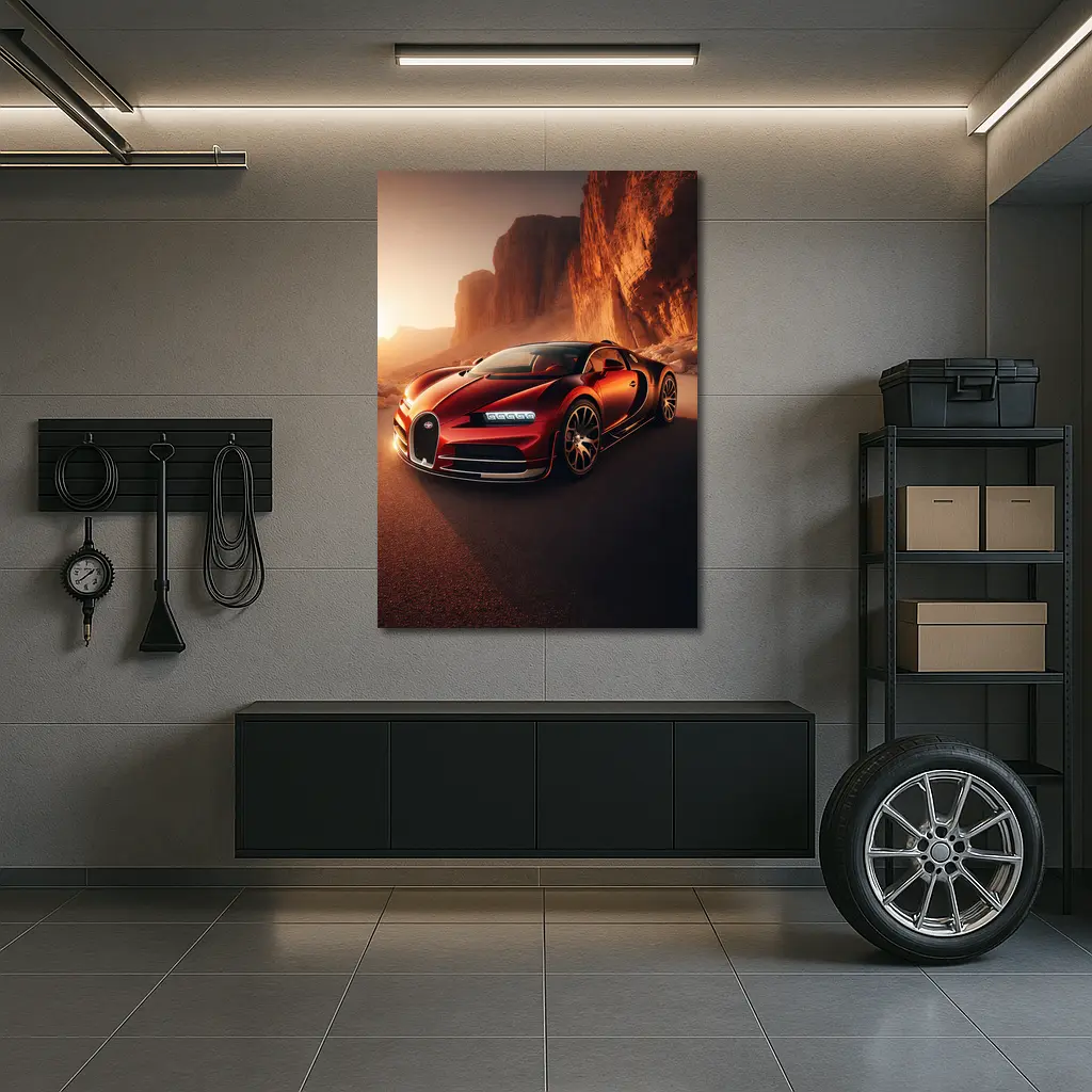 Bugatti Chiron Red Desert Canyon Drive – Wall Art