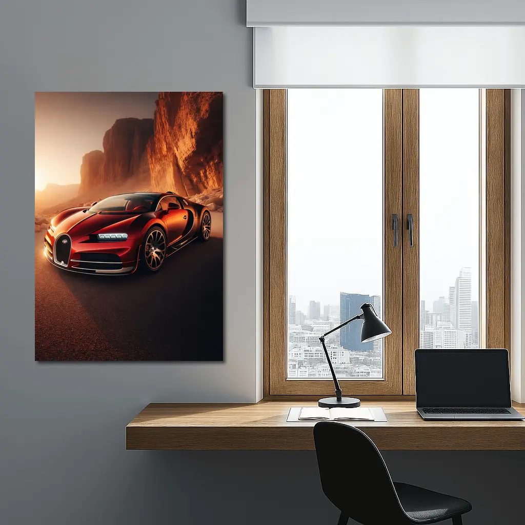 Bugatti Chiron Red Desert Canyon Drive – Wall Art