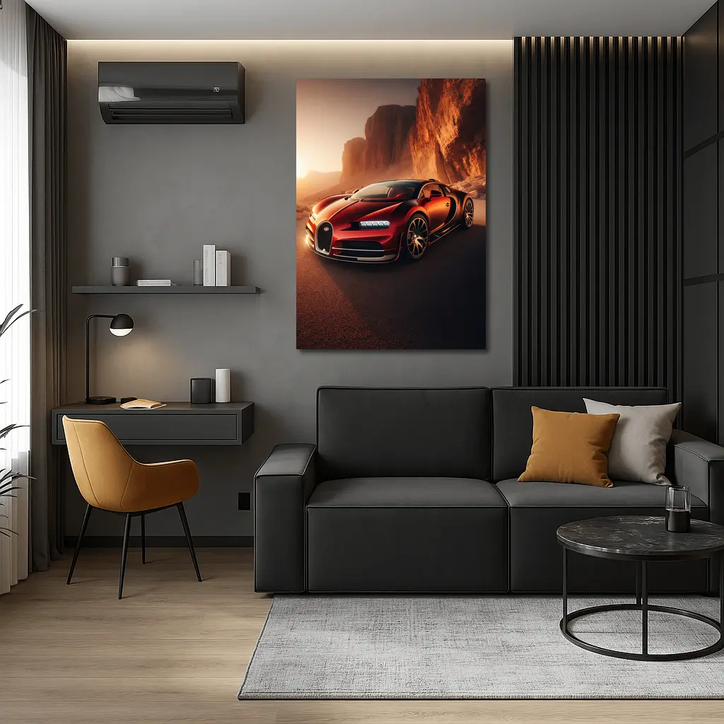 Bugatti Chiron Red Desert Canyon Drive – Wall Art