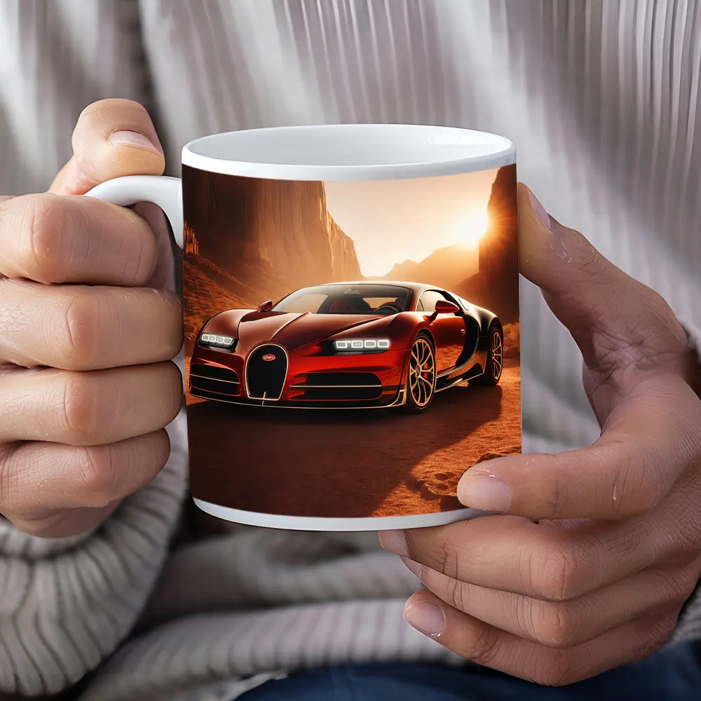 Bugatti Chiron Red Desert Canyon Sunset – Mugs