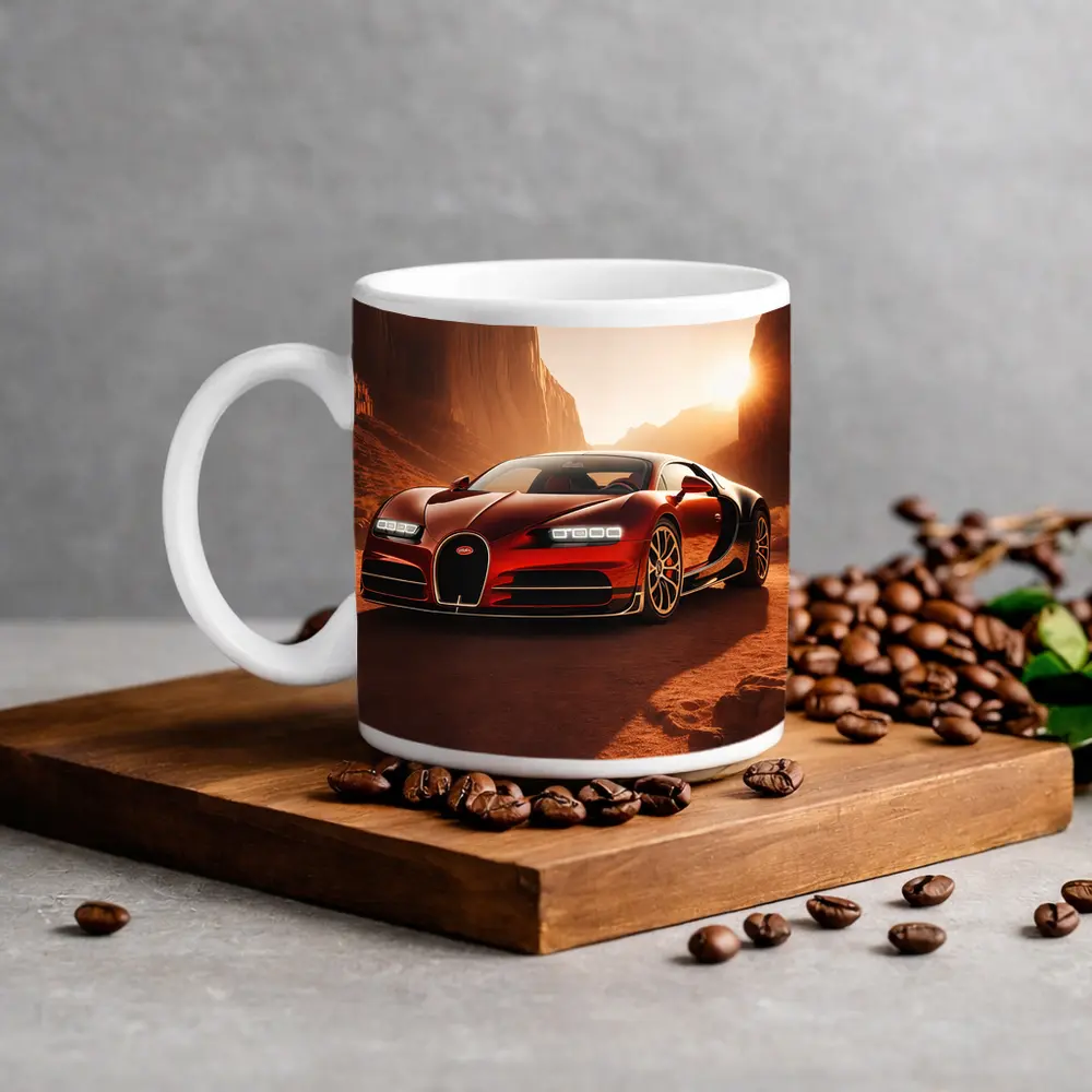 Bugatti Chiron Red Desert Canyon Sunset – Mugs