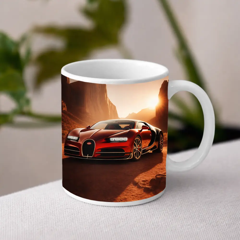 Bugatti Chiron Red Desert Canyon Sunset – Mugs