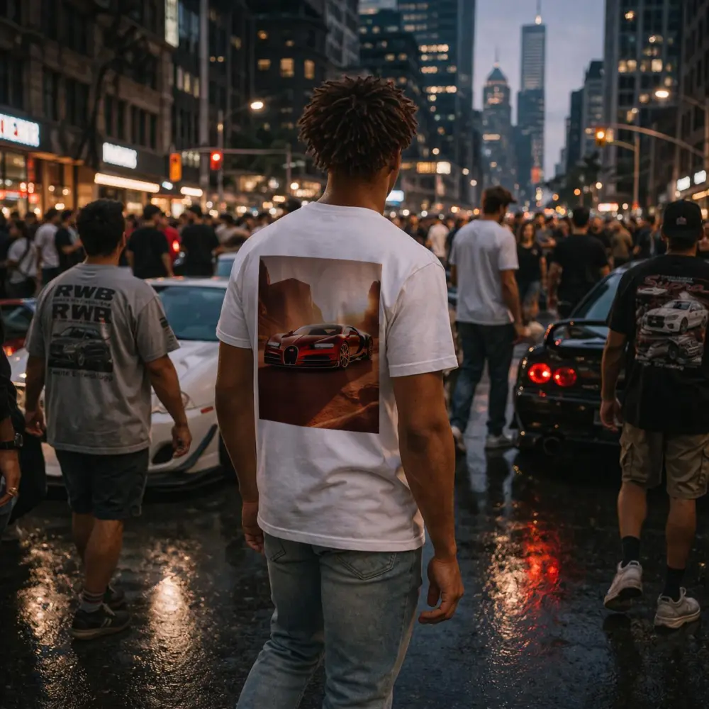 Bugatti Chiron Red Desert Canyon Sunset – T-Shirts