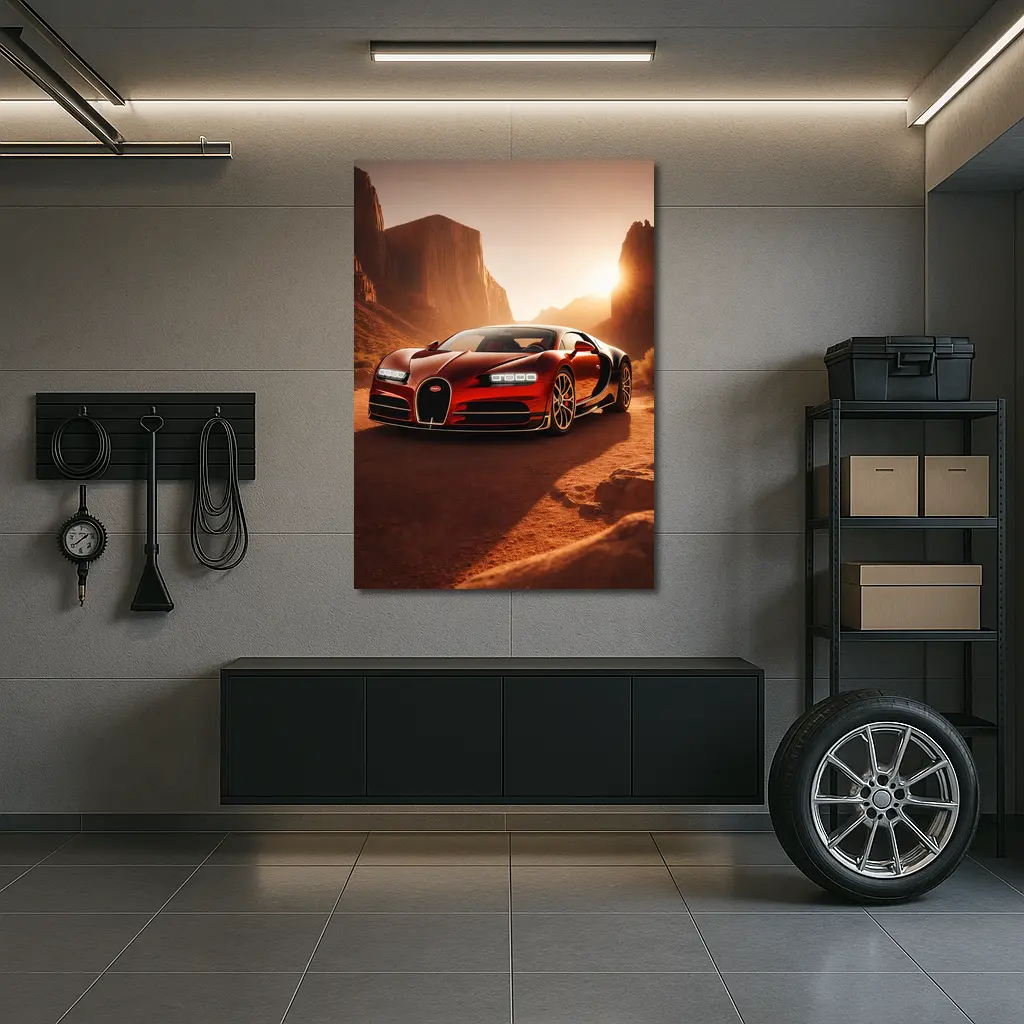 Bugatti Chiron Red Desert Canyon Sunset – Wall Art