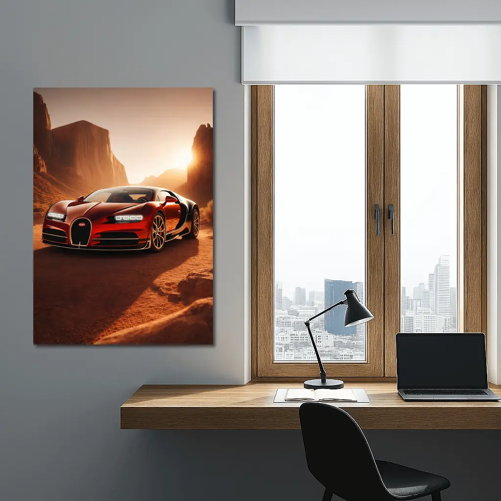 Bugatti Chiron Red Desert Canyon Sunset – Wall Art