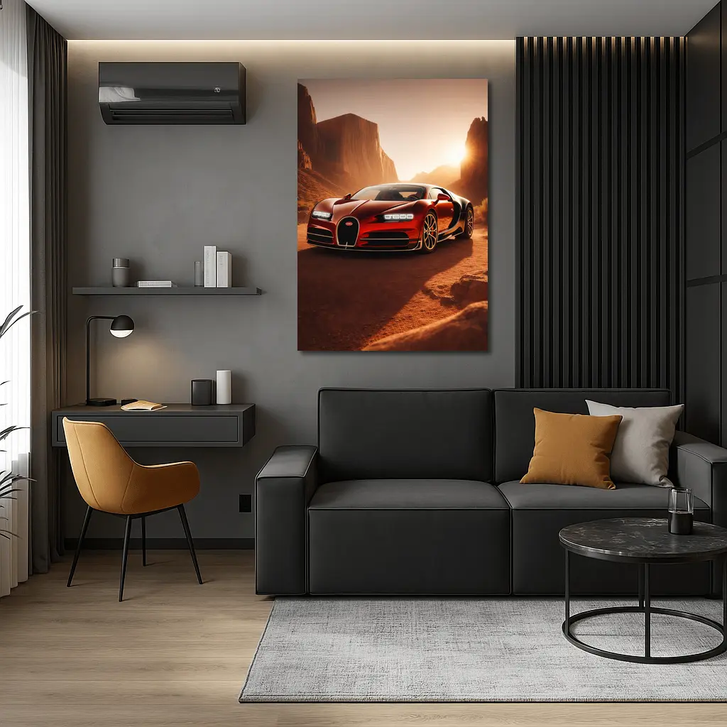 Bugatti Chiron Red Desert Canyon Sunset – Wall Art