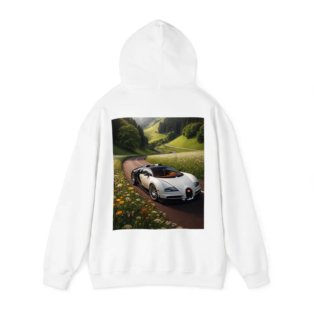 Bugatti Veyron White Supercar Winding Country Road – Hoodies