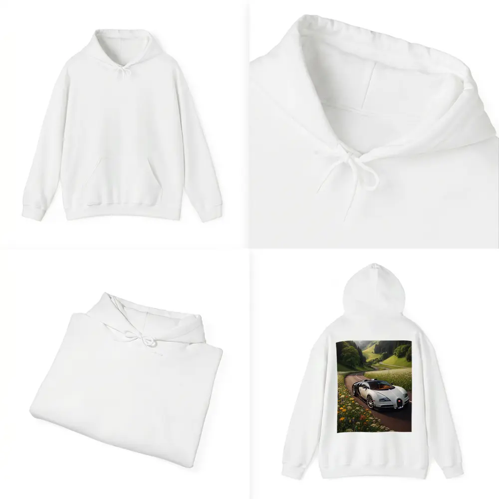 Bugatti Veyron White Supercar Winding Country Road – Hoodies