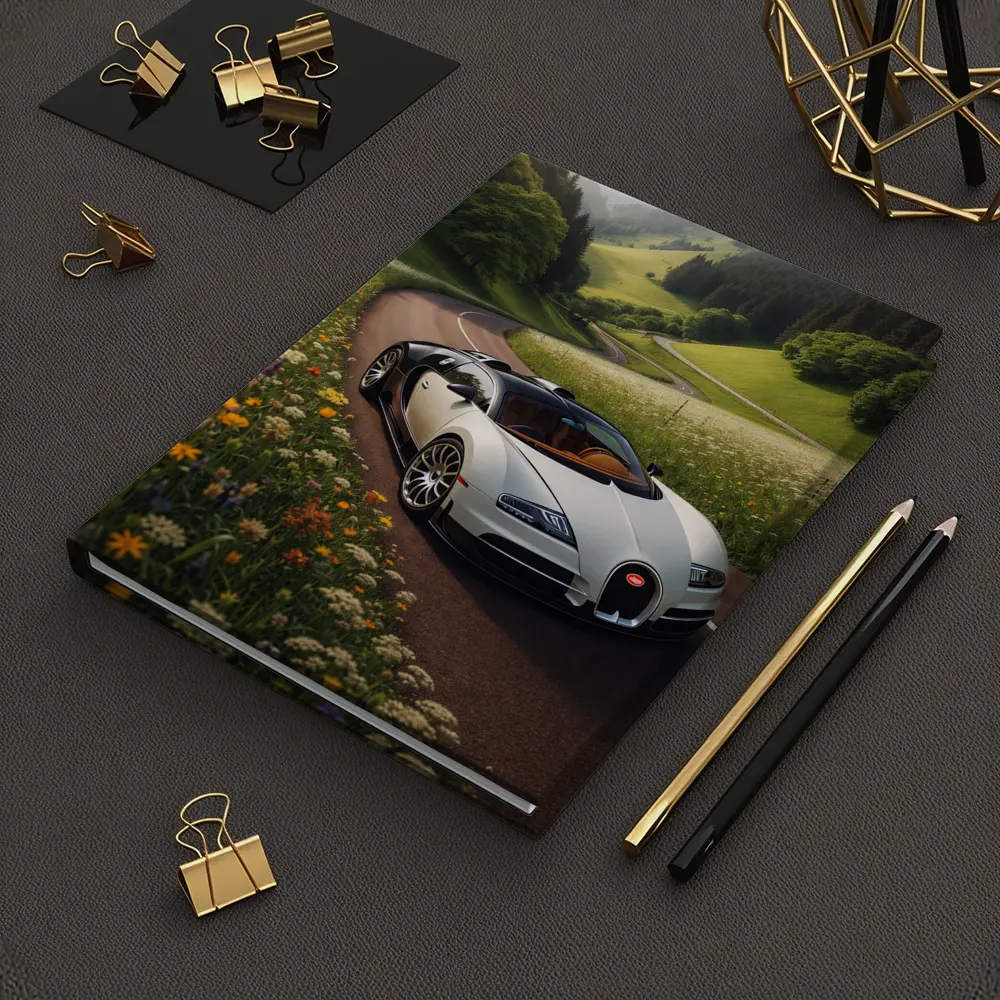 Bugatti Veyron White Supercar Winding Country Road – Notebooks