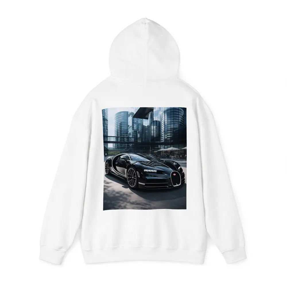 Bugatti Chiron Black Supercar City Buildings – Hoodies