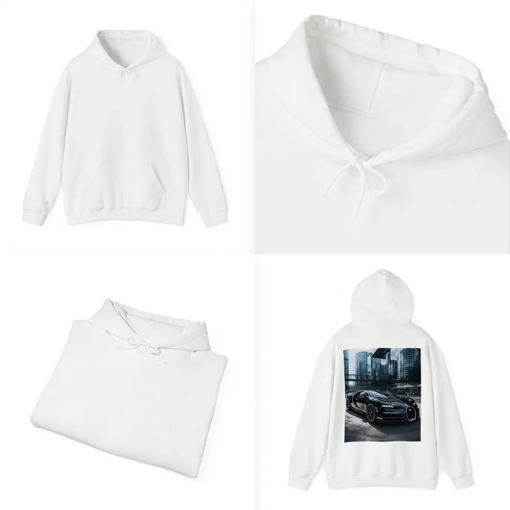 Bugatti Chiron Black Supercar City Buildings – Hoodies
