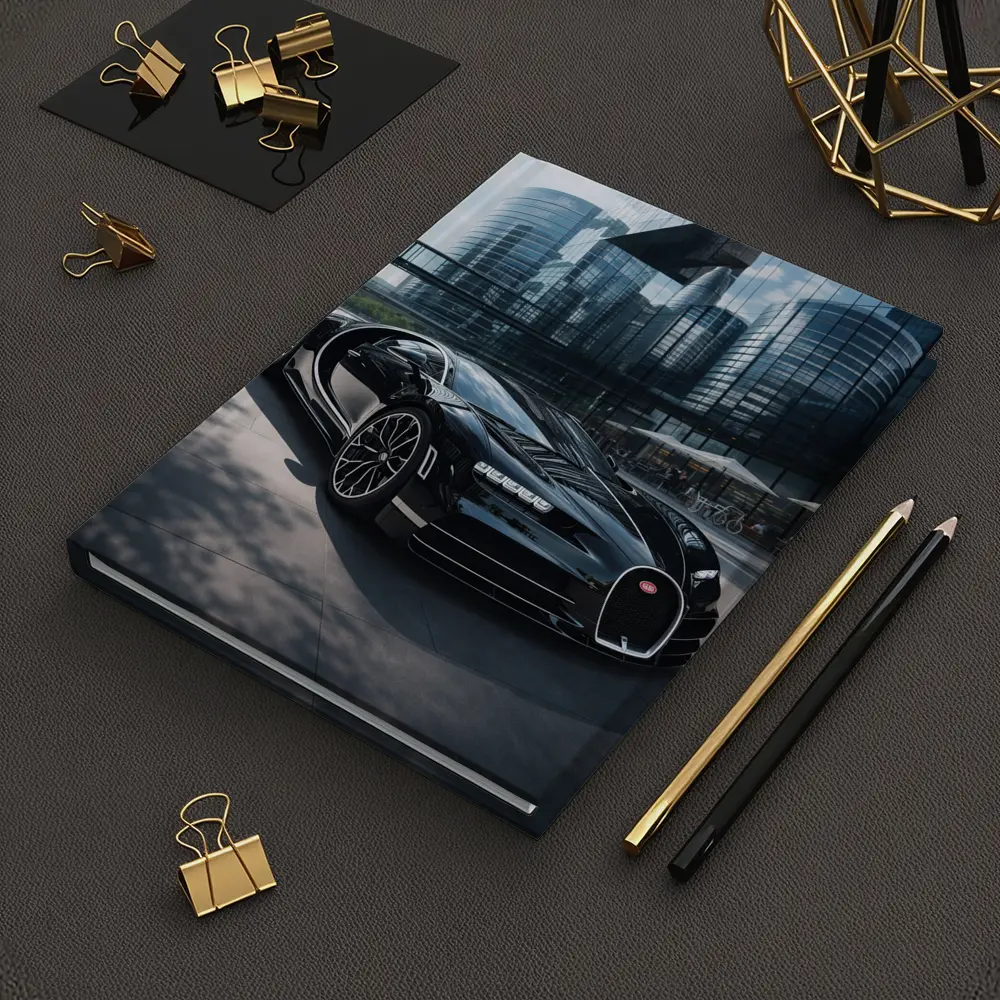 Bugatti Chiron Black Supercar City Buildings – Notebooks