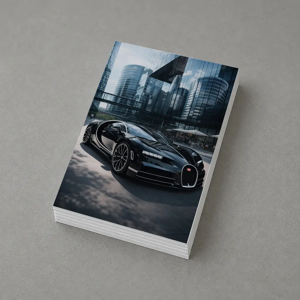Bugatti Chiron Black Supercar City Buildings – Postcards